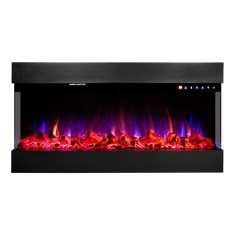 Semineu electric de perete/incorporabil Dalas, Art Flame, Efect 3D, 30 de combinatii ale culorii flacarilor, Termostat, Cristale si busteni