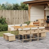 vidaXL Set mobilier de grădină cu perne, 11 piese, bej, poliratan 3211336