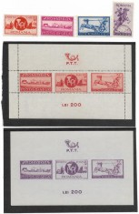 Romania (262) - Asistenta P.T.T., 1944 - serie + 2 colite neobliterate