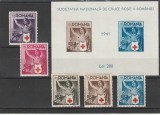 ROMANIA 1941 LP 145 LP 146 CRUCEA ROSIE SERIE + COLITA NEDANTELATA MNH