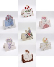 Set 8 felicitari cu tematica florala + 8 plicuri + 8 stickere