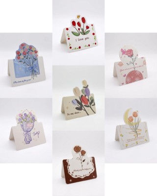 Set 8 felicitari cu tematica florala + 8 plicuri + 8 stickere foto