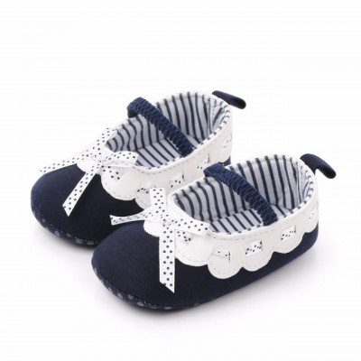 Pantofiori bleumarine cu volanas alb (Marime Disponibila: 3-6 luni (Marimea 18 foto