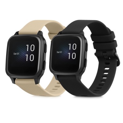 Set 2 curele pentru Garmin Venu Sq/Venu Sq Music, Kwmobile, Negru/Gri, Silicon, 57776.05 foto