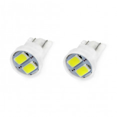 Bec de pozitie tip LED , T10 W2.1x9.5 W5W, 12V, 2 SMD 5730 , culoare alb , AMIO, set 2 buc AutoDrive ProParts