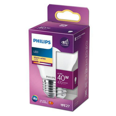 Bec led philips e27 p45 4.3w (40w) foto