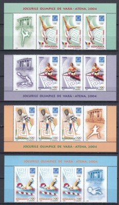 ROMANIA 2004 LP 1655 LP 1655 a J.O. VARA ATENA STRAIF 2 SERII+SERIE VINIETA MNH foto