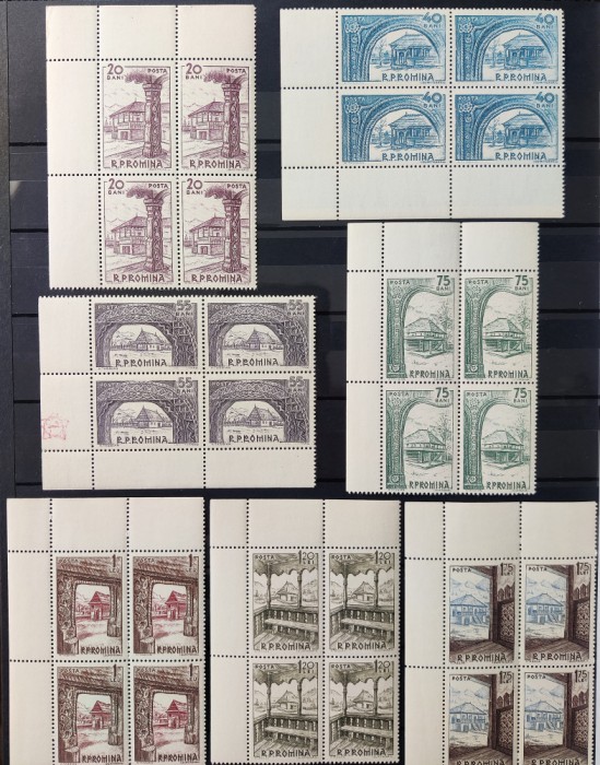 ROMANIA 1963 - Muzeul Satului - bloc de 4 MNH** - LP 575 - din colt de coala