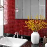 Placi Mozaic Sticla Rosu 30x30 cm, 11 buc vidaXL - Decor Baie, Bucatarie, Living
