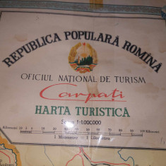 Harta mare REPUBLICA POPULARA ROMINIA1958,ONT CARPATI-Harta turistica,O.N.Turism