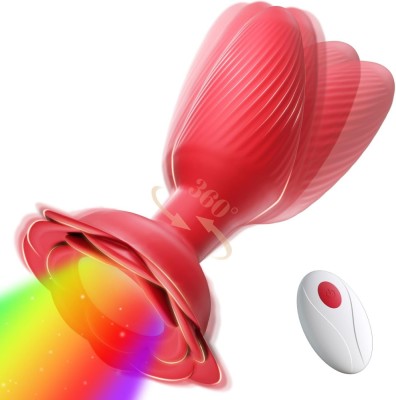 Vibrator Light Up Rotating Flower Rosu foto