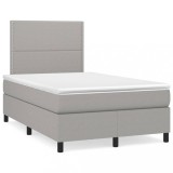 Gossi pat cu arcuri, saltea si led, gri deschis, 120x190 cm, textil