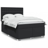 VidaXL Pat box spring cu saltea, negru, 160x200 cm, piele ecologică 3293028