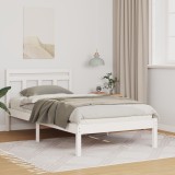 vidaXL Cadru de pat Alb 90 x 200 cm Lemn masiv de pin