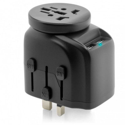 Adaptor Priza Vetter Universal With Dual USB Charger 2500W Grounded Black WTCVT25D foto