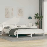 Cumpara ieftin Cadru de pat cu lumini cu bandă LED cu headboard Alb 200 x 200 cm lemn
