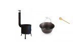 Set Ceaun Fonta 15L cu Soba 36cm si Lingura Lemn 40cm Handy KitchenServ Perfect Home - Ceaun Fonta, Soba Fonta, Gatit Exterior
