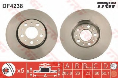 Disc frana VOLVO S80 I (TS, XY) (1998 - 2006) TRW DF4238 foto
