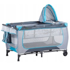 Patut pliabil cu plasa tantari si masuta de infasat, cadru otel, 126x66x77 cm, gri Household NewTrend
