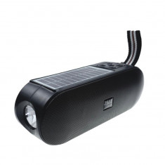 Boxa portabila radio cu lanterna, incarcare solar si electric : Culoare - negru