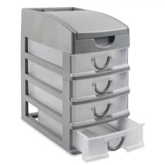 Suport Sertare Plastic, Model 15x22x26 cm, 4 Sertare, Culoare Gri foto