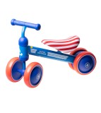 Bicicleta Mini Copii KIK, Fara Pedale, 4 Roti, Albastra, 1-3 Ani, Roti Spuma EVA, Cadru Metalic, Max 50kg