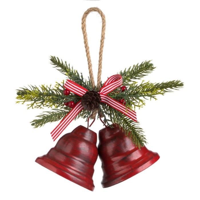 Clopoței Decorativi Crăciun, Metal, Rășină, Roșu, 8x7cm, Set 2 Bucăți