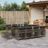 vidaXL Set mobilier de grădină cu perne, 13 piese, gri, poliratan 3211700