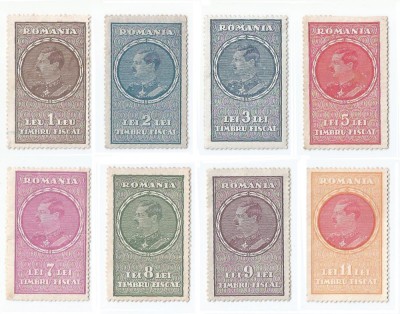 *Romania, lot 1001 cu 8 timbre fiscale generale, 1932, NG/MLH/MNH foto