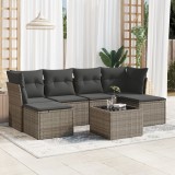 vidaXL Set canapele de grădină, 7 piese, cu perne, gri, poliratan 3249859