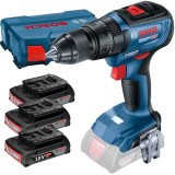 Bosch GSB 18V-50 + GBA+ GAL 18V-20 + L-CASE - Masina de gaurit si insurubat cu percutie 50 Nm + Set 3 acumulatori si incarcator Li-Ion 18 V 2 Ah + Val