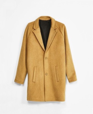 Palton Barbati Casual Elegant Lung Gros Slim Lana Maro Camel foto