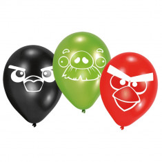 Baloane latex 9&amp;quot;/23cm Angry Birds Asortate, Amscan 450291, set 6 buc foto