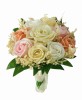 Buchet mic personalizabil cu trandafiri si floarea miresei (Crem, Multicolor), Eventissimi&reg;