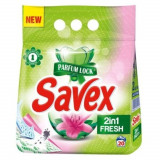 Detergent Pudra Automat de Rufe SAVEX 2 in 1 Fresh, Cantitate 2 Kg, 20 Spalari, Parfum Fresh, Detergent Automat pentru Haine Colorate, Detergenti Pudr