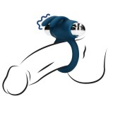 Inel vibrator pentru penis LOVELINE Vibrating Rabbit Cock Ring, din silicon moale, 10 funcții de vibrație, rezistent la apă, albastru