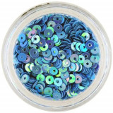 Decoraţiuni pentru unghii - paiete rotunde &icirc;n formă de disc, albastre