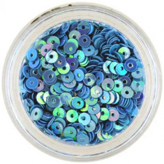 Decoraţiuni pentru unghii - paiete rotunde în formă de disc, albastre
