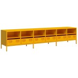 Cumpara ieftin Dulap TV, galben mustar, 202x39x43,5 cm, otel laminat la rece