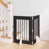 vidaXL Poartă pentru c&acirc;ini cu suporturi 2 pcs Stejar Negru 60 x 80 cm 892091