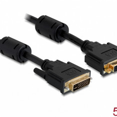 Cablu prelungitor DVI-I Dual Link 24+5 pini ecranat T-M 5m, Delock 83109