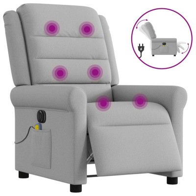 vidaXL Scaun reclinabil electric pentru masaj Cloud Grey Fabric foto