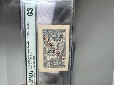 2 lei 1920 Specimen PMG63 unc bancnota gradata foto