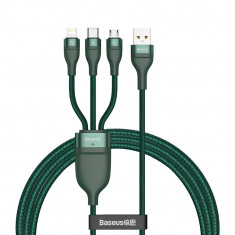 Baseus - Flash Series 3in1 Cablu de date (CA1T3-06) - USB la Type-C / Lightning / Micro-USB 66W, 1.2m - Verde