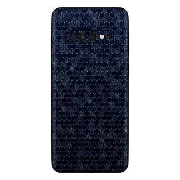 Set Folii Skin Acoperire 360 Compatibile cu Samsung Galaxy S10 (Set 2) - ApcGsm Wraps HoneyComb Blue