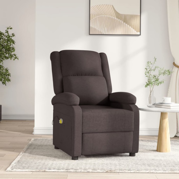 vidaXL Fotoliu de masaj electric, maro &icirc;nchis, material textil