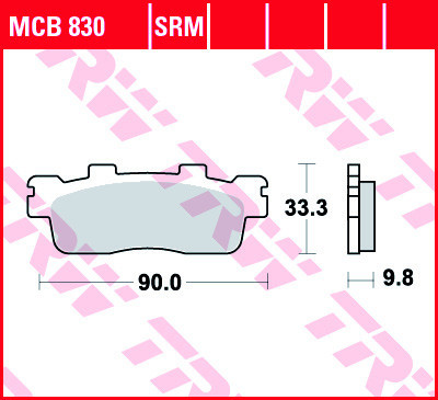 Set placute frana spate TRW MCB830 - Kawasaki J 125 - 300 - Kymco Downtown - Super Dink 125-200-300cc foto