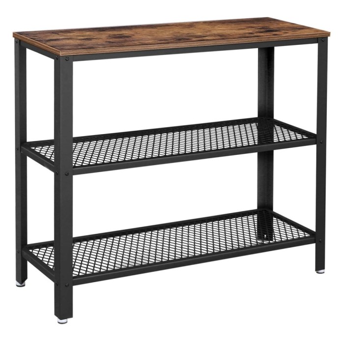 VASAGLE Masa de intrare, cadru metalic cu 3 polite din MDF, 35x102x80cm, maro rustic si negru Household NewTrend