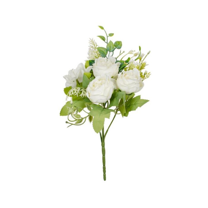 Buchet decorativ artificial, Flori albe, 30 cm, ATU-082694