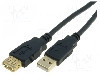 Cablu USB A mufa, USB A soclu, USB 2.0, lungime 3m, negru, VCOM - CU202G-B-030-PB